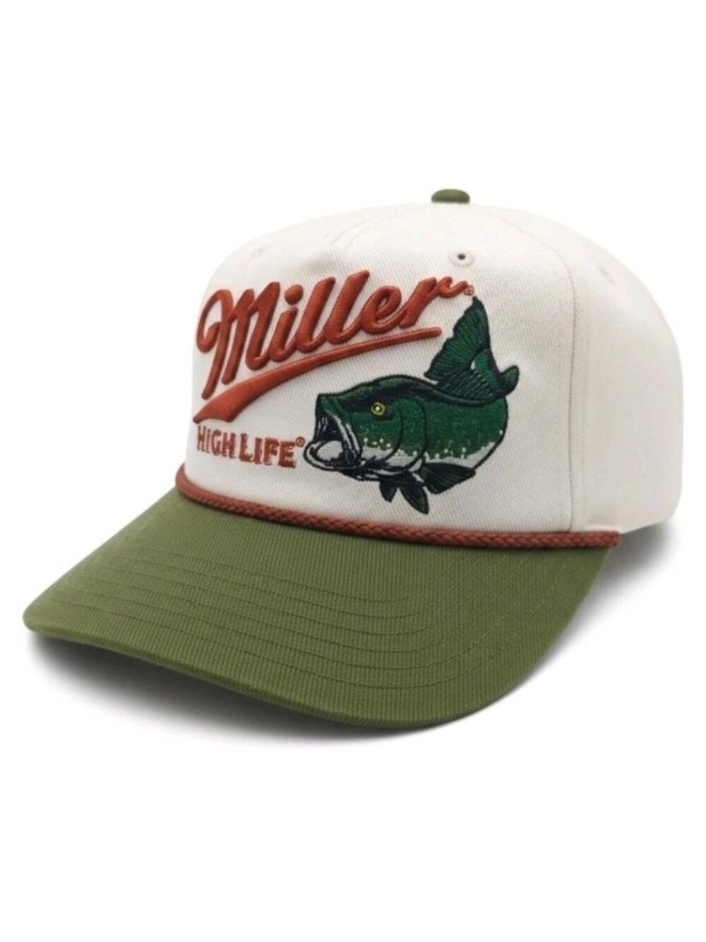 Official Miller High Life Rope Hat Vintage Fishing Bass Beer Promo Snapback Cap - Picture 2 of 8